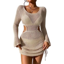 Women's Knitted Swimsuit  Beach Cover Up Dress