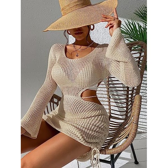 Women's Knitted Swimsuit  Beach Cover Up Dress