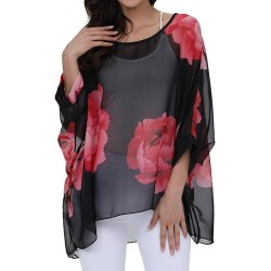 Women's Chiffon  Top Cover up Batwing Blouse