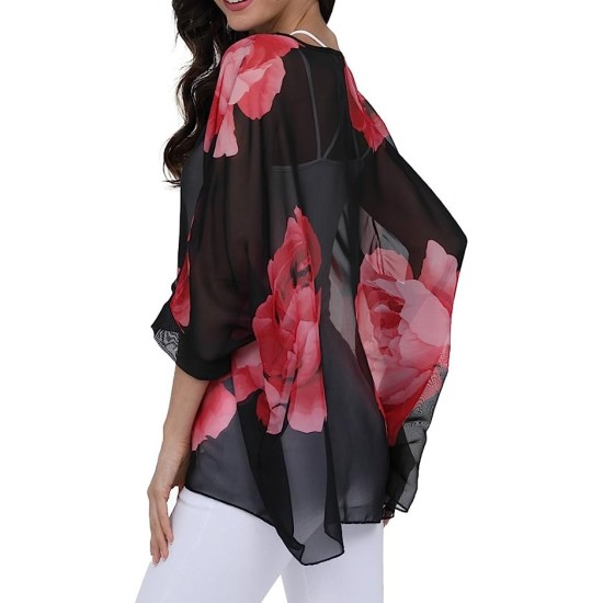 Women's Chiffon  Top Cover up Batwing Blouse