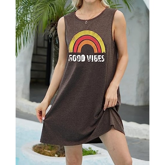 Sleeveless Shirts Beach Vacation Mini Dresses