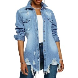 Distressed Jean Jacket for Women