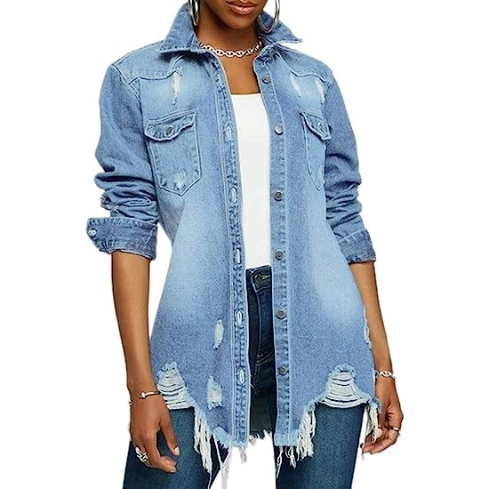 Distressed Jean Jacket for Women