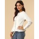 Collarless Round Neck Button Down Cropped Ruffle Hem Jacket