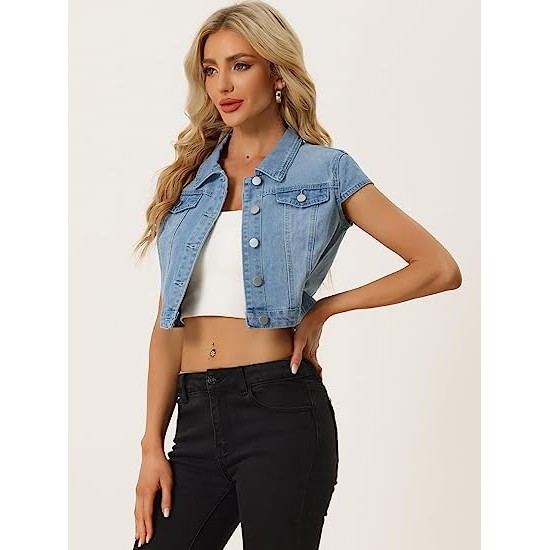 Summer Short Sleeve Cropped Jean Denim Jacket