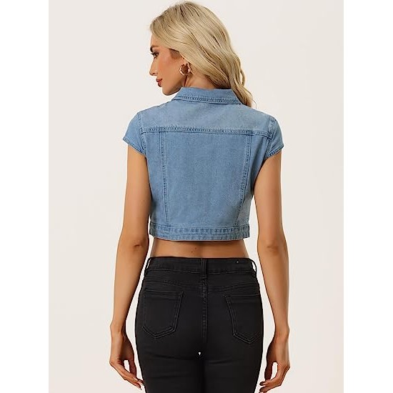 Summer Short Sleeve Cropped Jean Denim Jacket