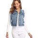 Women's Denim Distressed Classic Vest Cotton