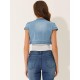 Women's Casual Crop Denim Cardigan Jean Jacket