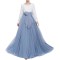 Tulle Skirt Floor Length A Line with Bowknot Belt High Waisted