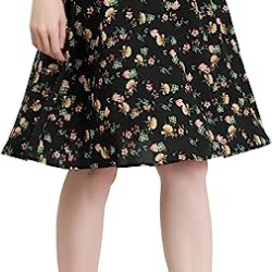 Floral Skirt for Women's Knee Length A-line Summer Skirt