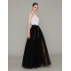 Long Floor Length Wedding Evening Party Prom Tulle Skirt with Slit