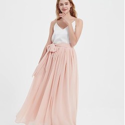 Women's  Chiffon High Waist Floor Length Pleated Summer Beach Skirt