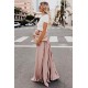 Women's High Waist Flowy Pleated Chiffon Maxi Skirt