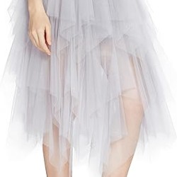 Women's Sheer Tutu Skirt Tulle Mesh Layered Midi Skirt