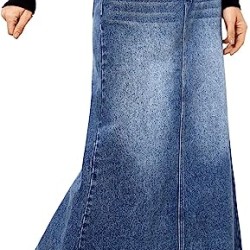 Women's Casual Raw Hem High Waist Jean Skirt