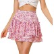 Floral Skirt for Women's Tiered Ruffle Cute Summer Mini Skirt