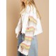 Womens Rainbow Sweater Sleeve Crop Denim Jacket