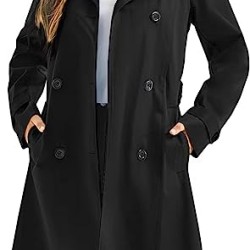 Women's Waterproof Trench Coat Long Double Breasted