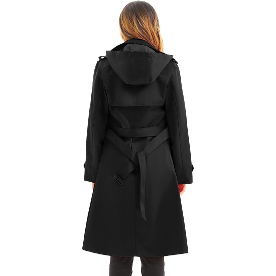 Women's Waterproof Trench Coat Long Double Breasted